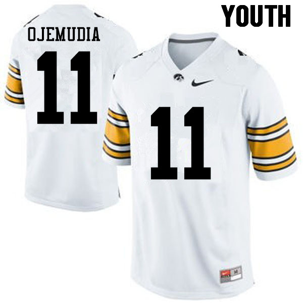 Youth Iowa Hawkeyes #11 Michael Ojemudia College Football Jerseys-White - Click Image to Close